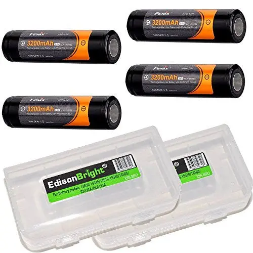 4-Pack Fenix Arb-L2P 18650 Batteries – 3200Mah, Protected, Includes Two Edisonbright Carry Boxes 1