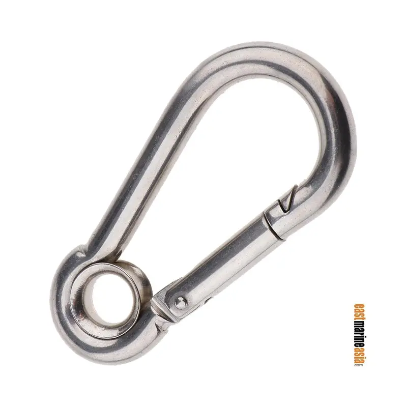 Aisi 316 Stainless Steel Spring Hook With Eyelet (Carabiner Style) 1