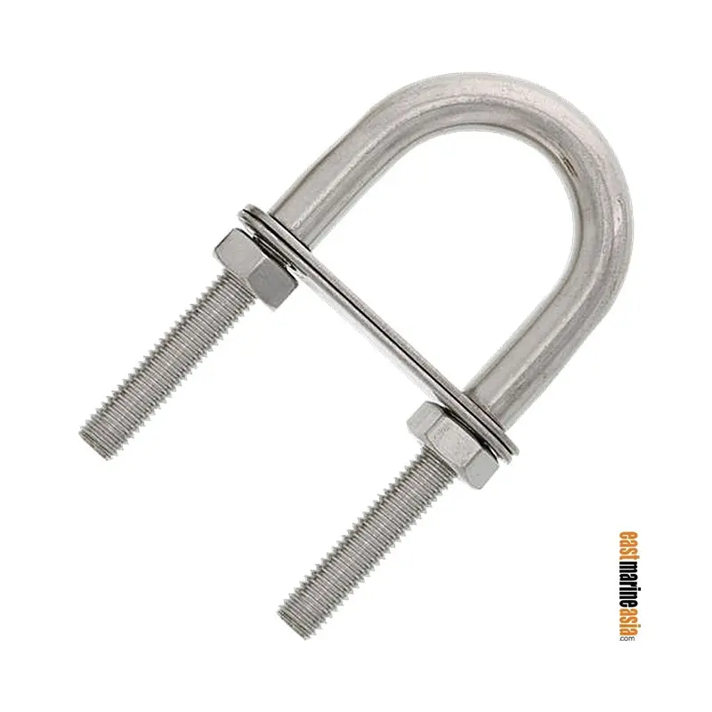 Aisi 316 Stainless Steel U-Bolt With Double Mounting Plates – Marine-Grade Fastener 1