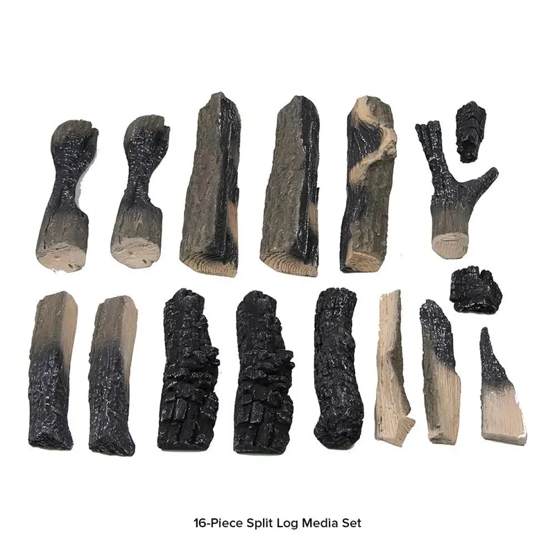 Amantii 16-Piece Split Log Set With Media Pack For Electric Fireplaces 1