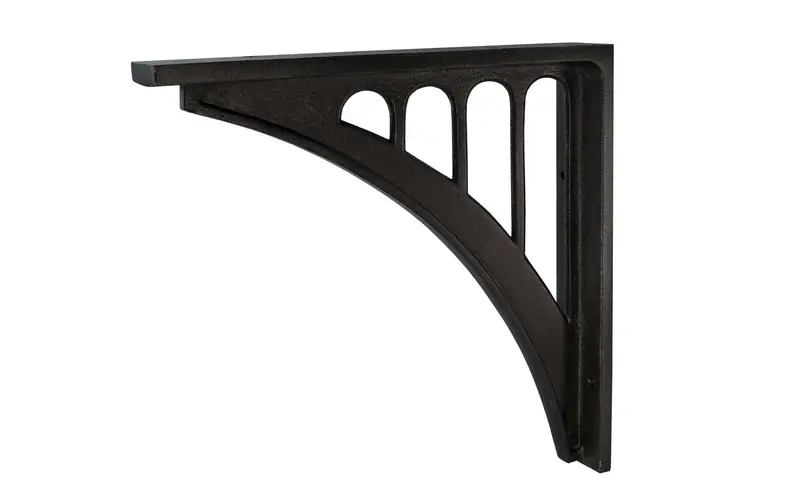 Art Nouveau–Inspired Black Shelf Bracket – Ornamental Cast Iron Support 1