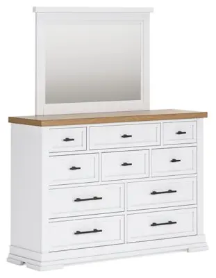 Ashbryn Sleek Low-Profile Dresser With Wall-Mount Mirror 1