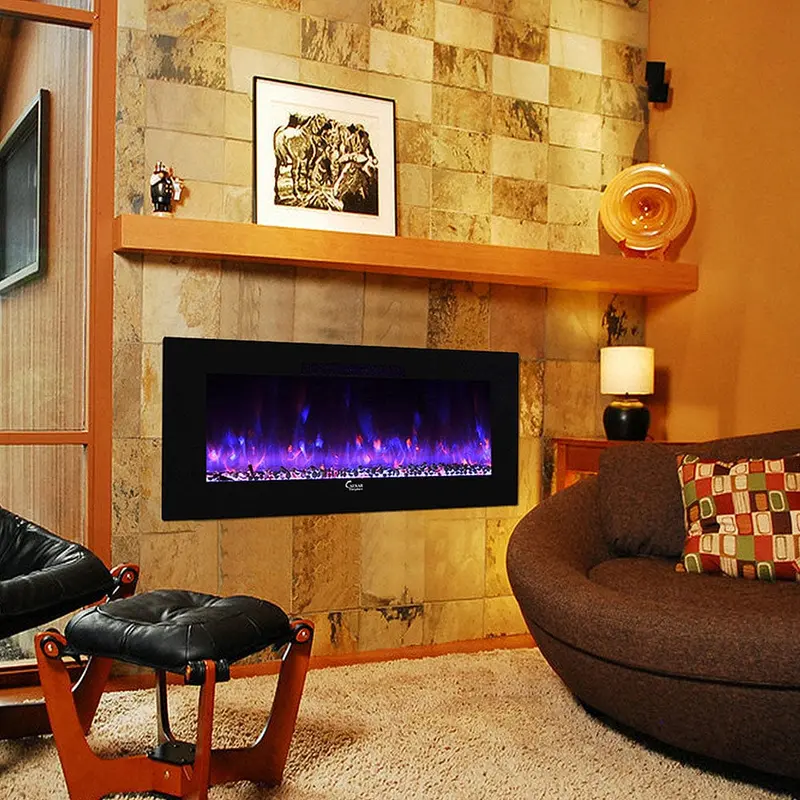 Caesar 50-Inch Wall-Mount Electric Fireplace With Dynamic Backlighting Effect 1