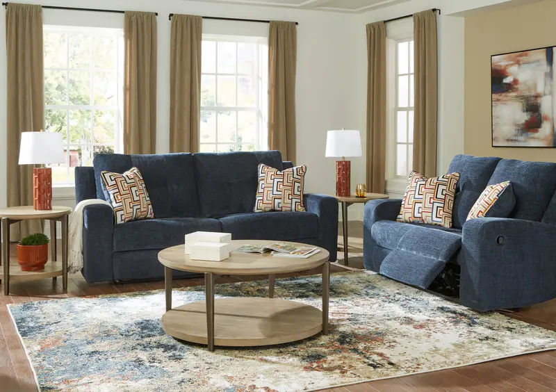 Danum Ink-Finish Reclining Sofa And Loveseat Set 2