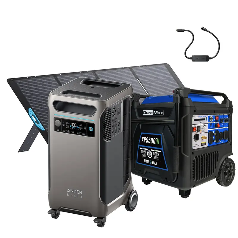 Duromax Xp9500Ih Tri-Fuel Generator + Anker Solix F3800Plus, Ps400 & 240V Transfer Switch Kit 1