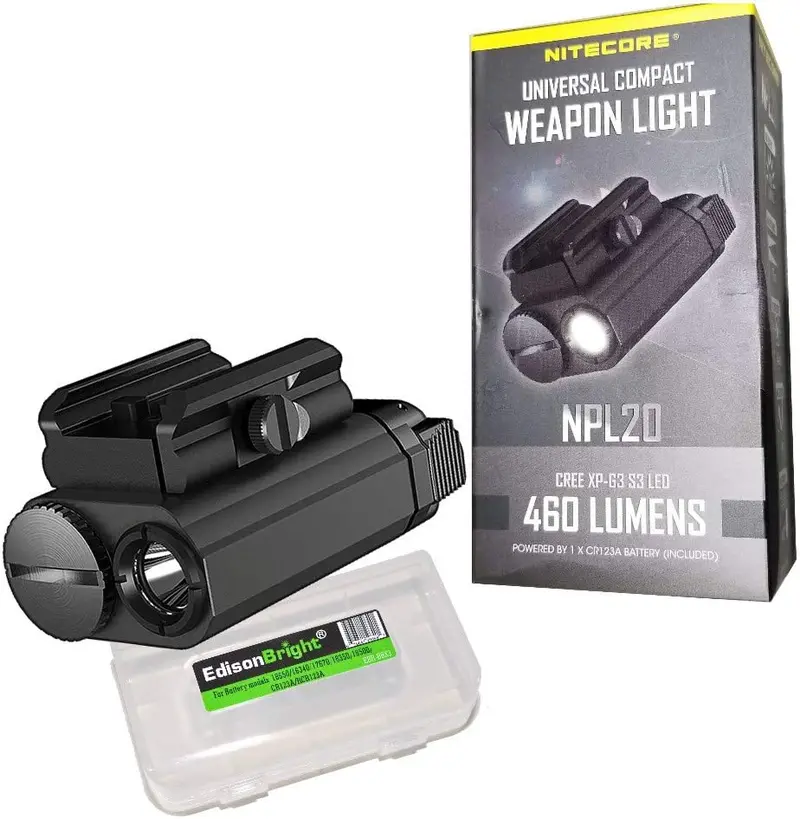 Edisonbright Nitecore Npl20 Pocket Flashlight – 460 Lumens, Rail-Mounted Design & Battery Carry Case 1