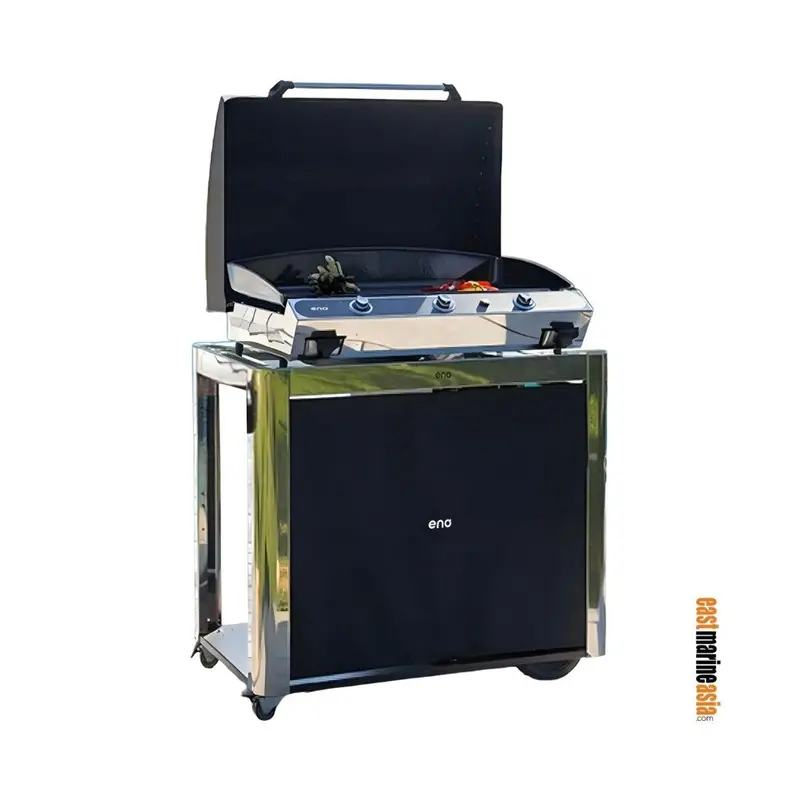 Eno Bergerac 3000 Plancha Grill – 3-Burner With Griddle Lid And Mobile Trolley 1