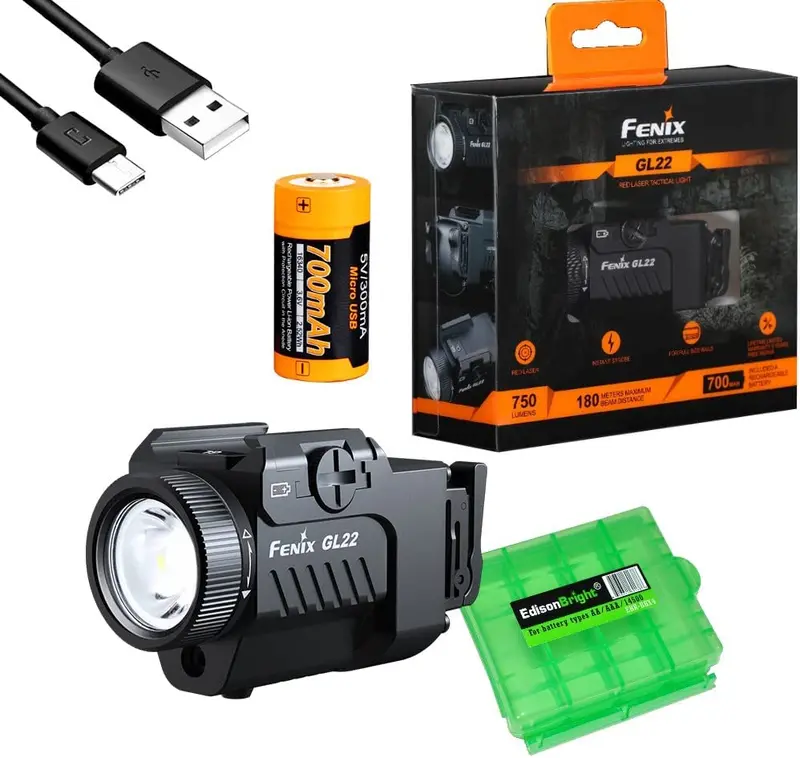 Fenix Gl22 750-Lumen Weapon-Mountable Flashlight & Laser Combo With Cable Case 1
