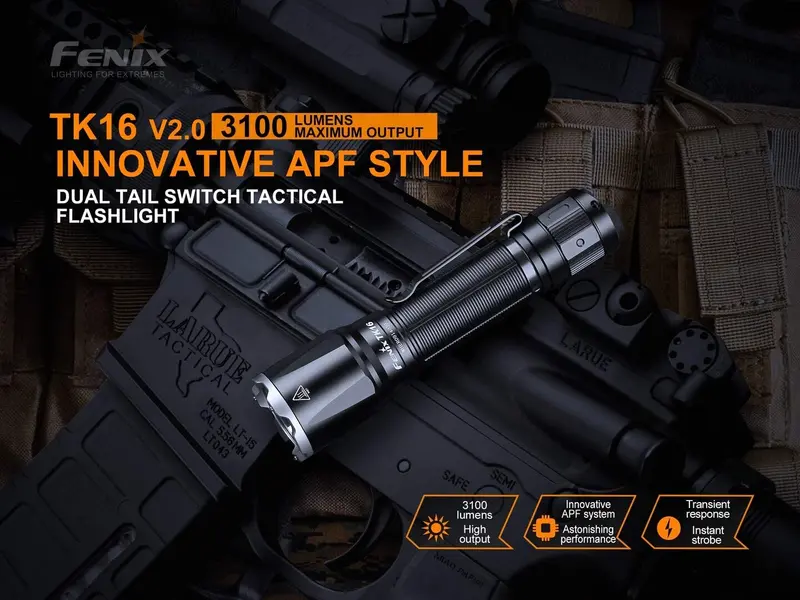 Fenix Tk16 V2 Tactical Flashlight — 3100-Lumen Usb-Rechargeable Led Light With Arb-L21-5000U Battery & Edisonbright Bbx5 Case 2