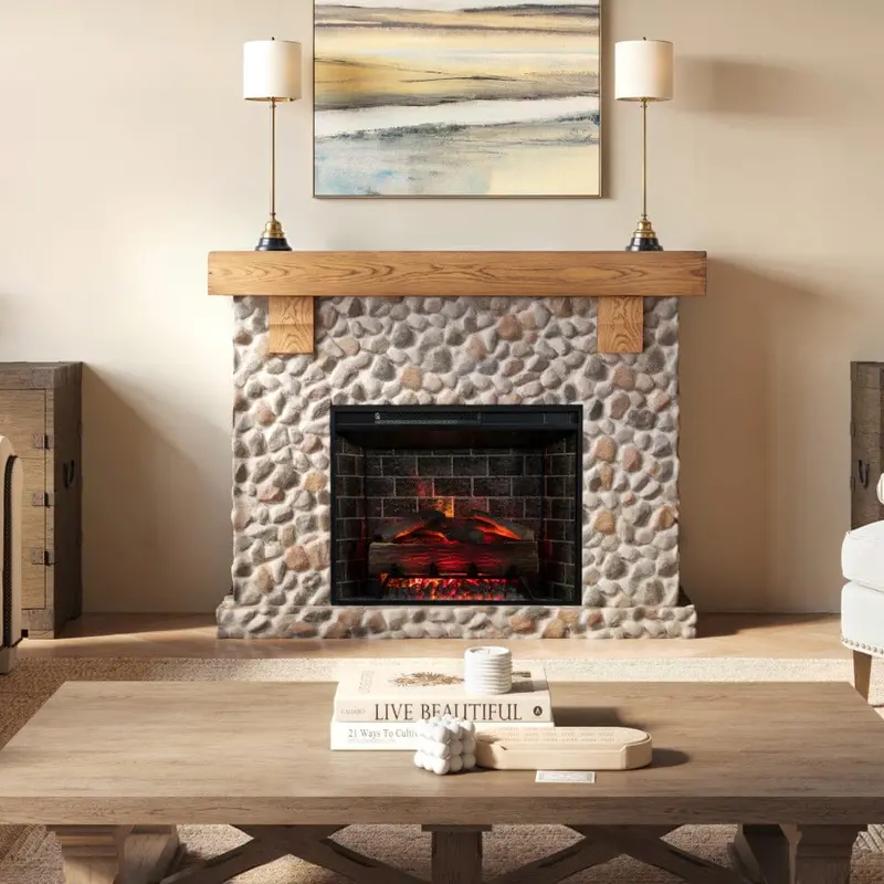 Glenbrook Stone Electric Fireplace Mantel Package – Country Living Collection 1
