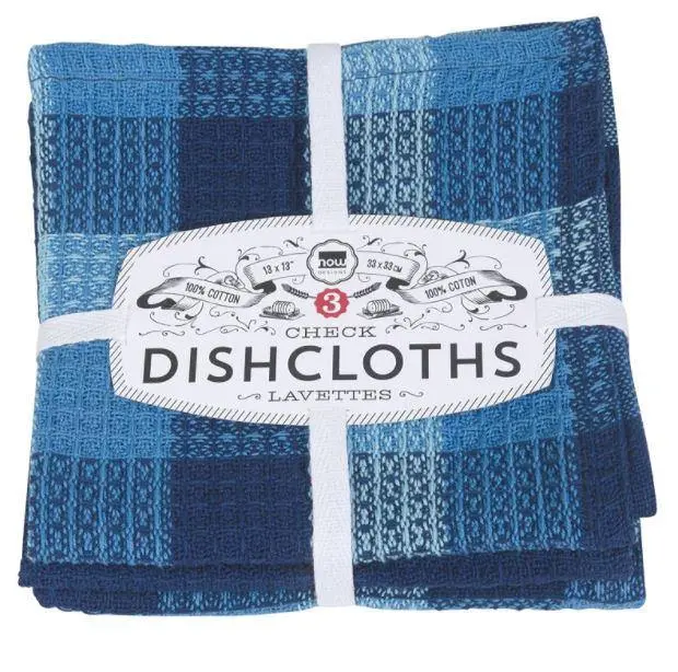 Indigo Checkered Set Of 3 Dish Towels – Handwoven Cotton 1