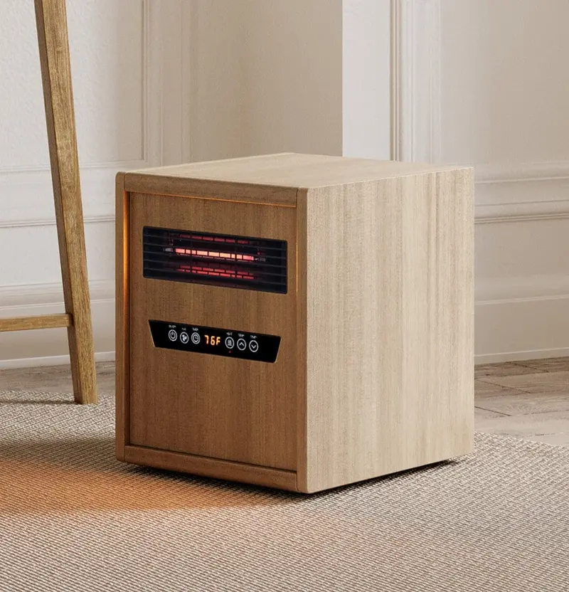 Light Oak Infrared Heater – Modern Ember Compact Heating Solution 1