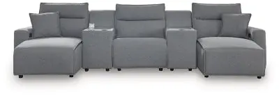 Modmax Salt & Pepper 5-Piece Power Reclining Sectional With Extended Chaise 1