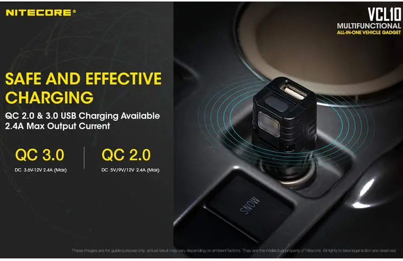 Nitecore Vcl10 Car Charger — Quickcharge 3.0 Usb Vehicle Power Adapter 2