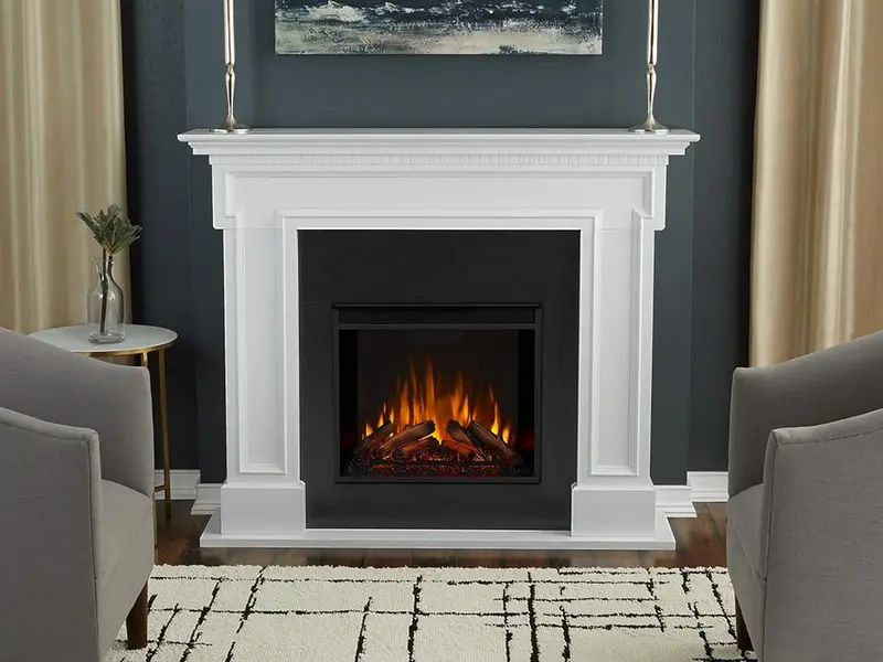 Thayer 50-Inch Electric Fireplace Mantel Package In Bright White – Model 5010E-W 1